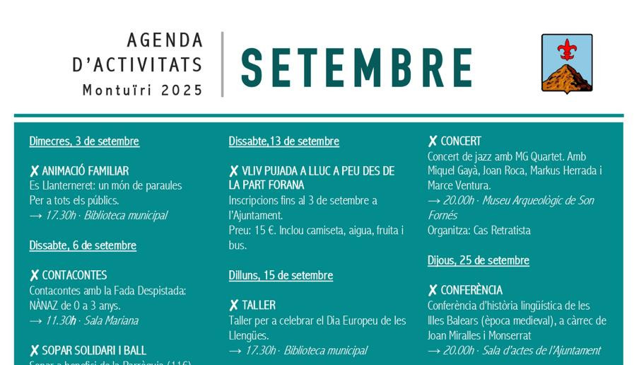 agenda setembre montuïri