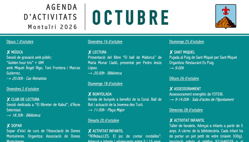 Agenda Montuïri octubre